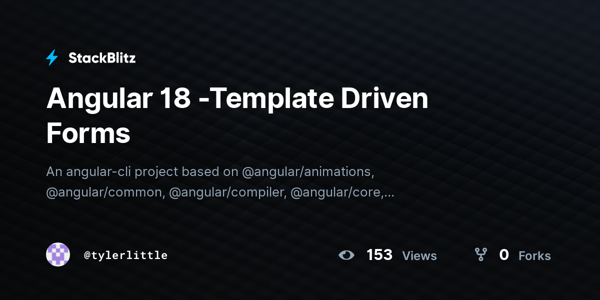 Angular 18 -Template Driven Forms - StackBlitz