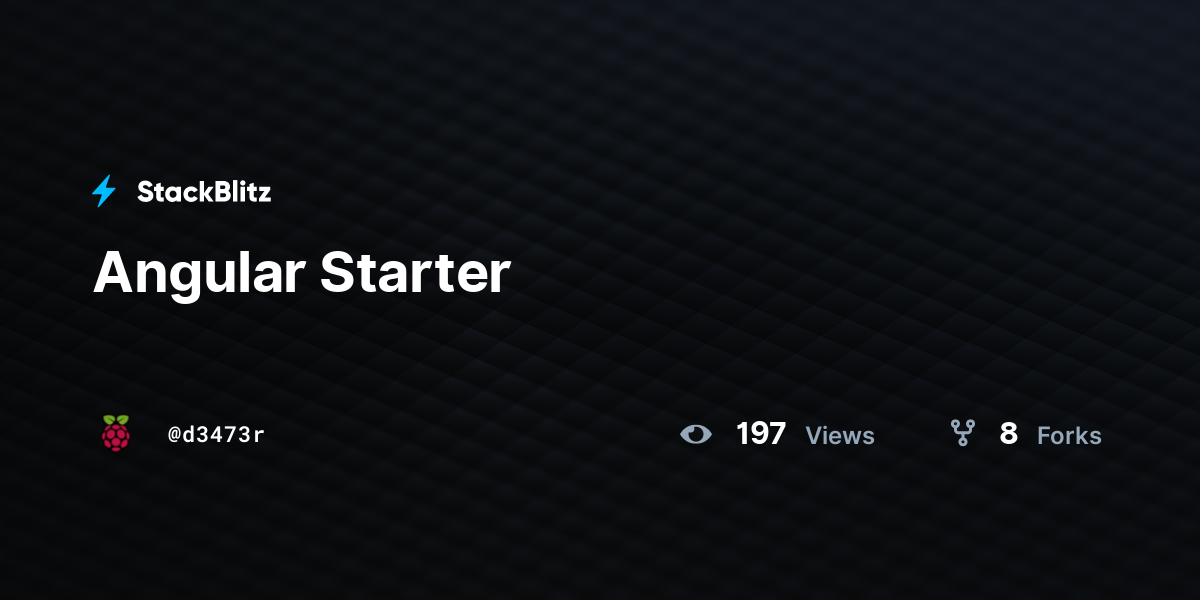 Angular Starter - StackBlitz