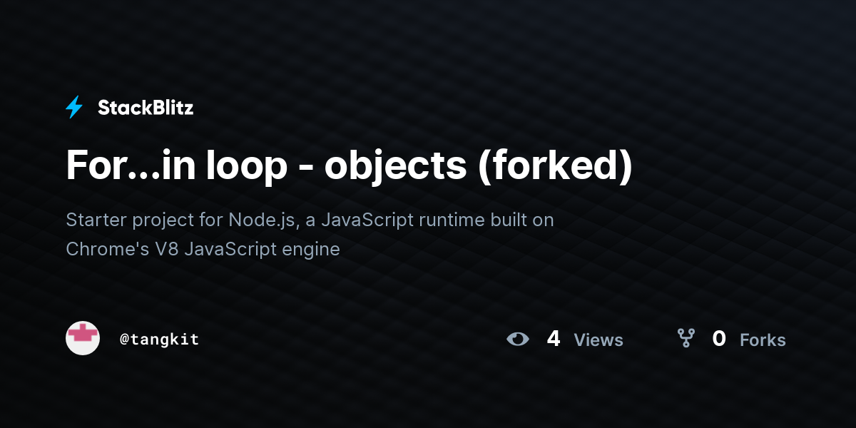 For...in loop - objects (forked) - StackBlitz