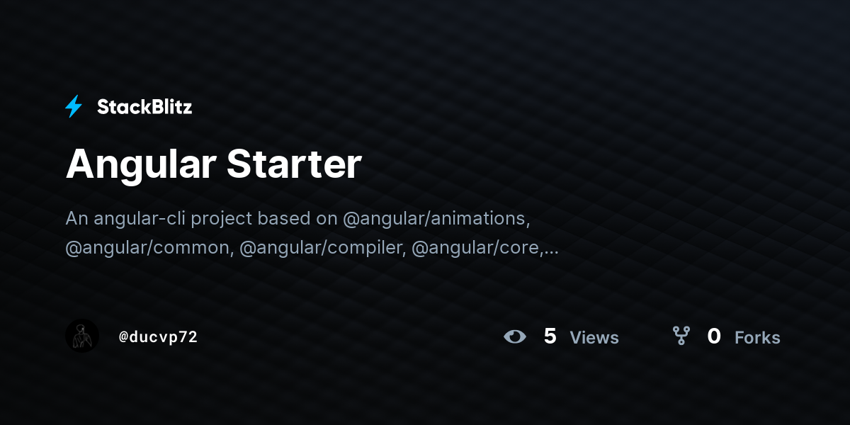 Angular Starter - StackBlitz