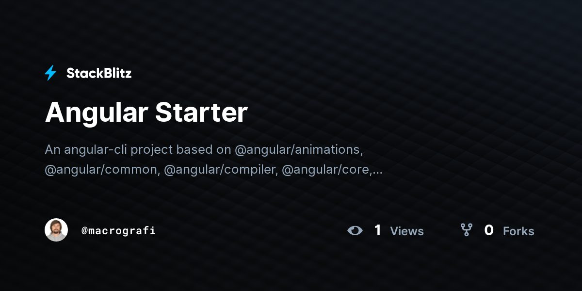 Angular Starter - StackBlitz