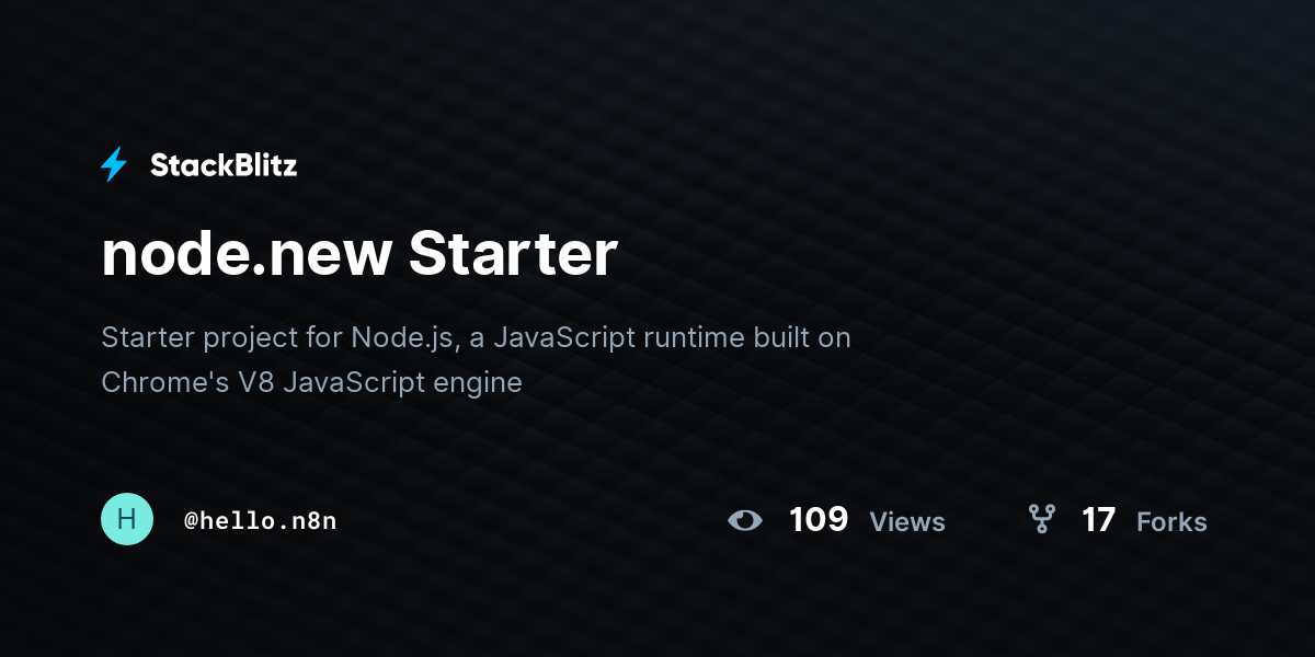 node.new Starter - StackBlitz