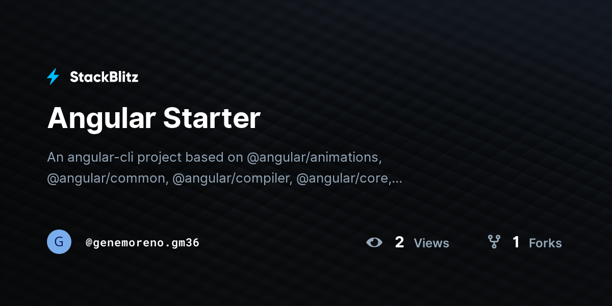 Angular Starter - StackBlitz