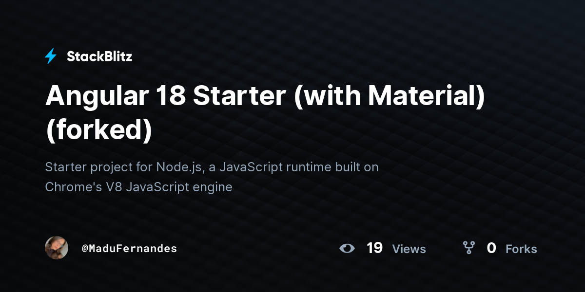 Angular 18 Starter (with Material) (forked) - StackBlitz