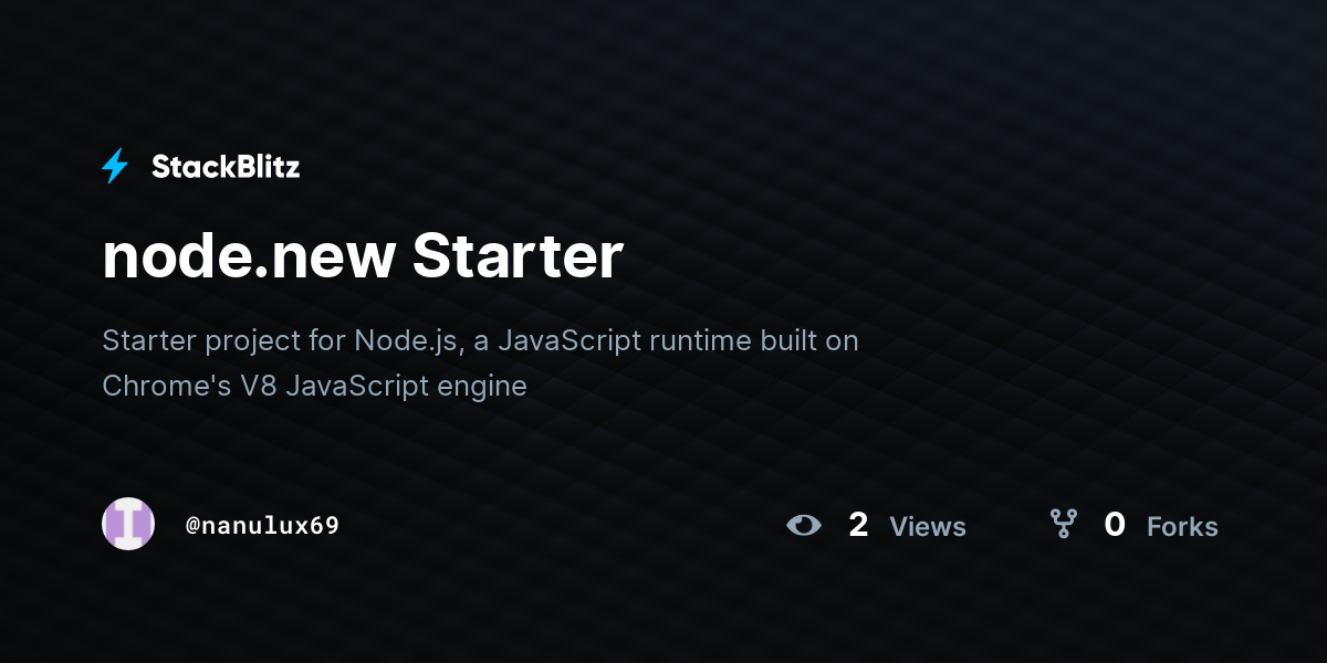 node.new Starter - StackBlitz