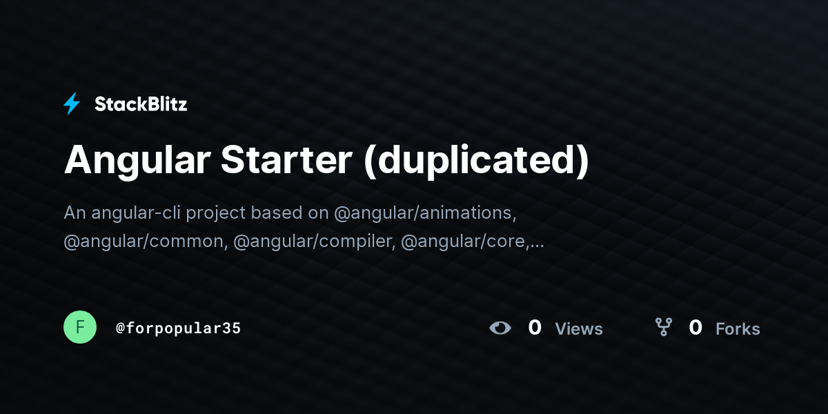 Angular Starter (duplicated) - StackBlitz