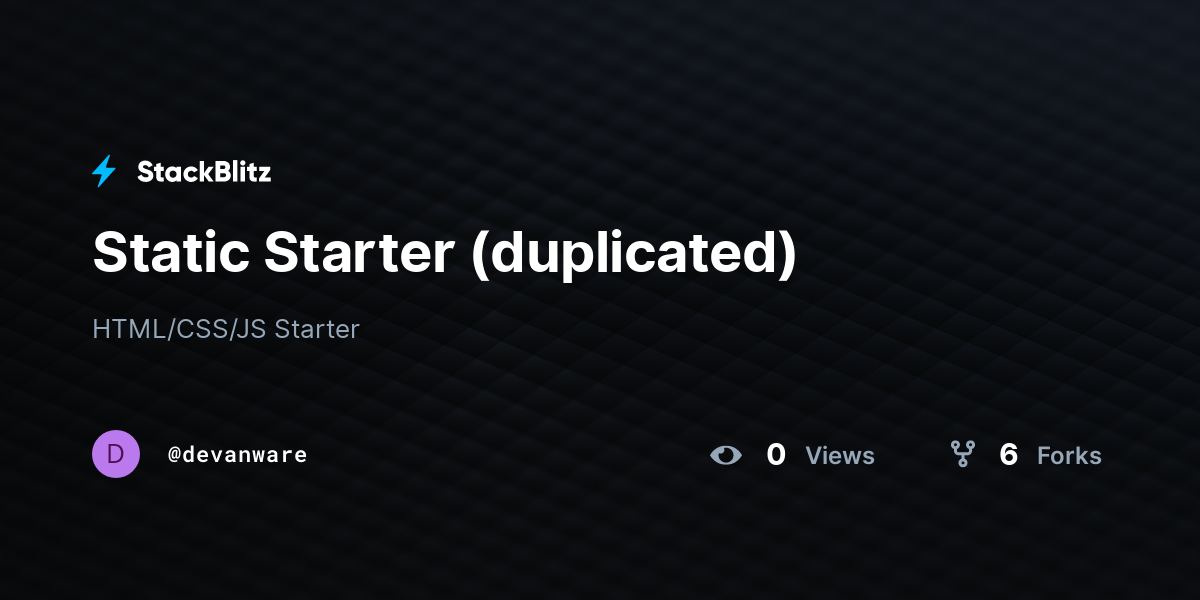 Static Starter (duplicated) - StackBlitz