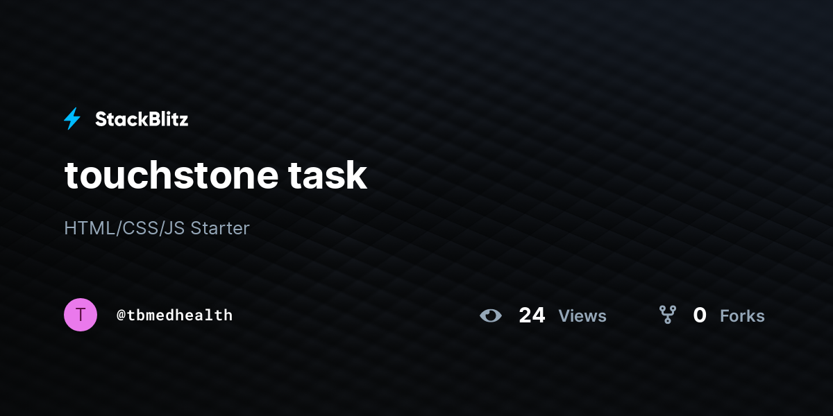touchstone task - StackBlitz
