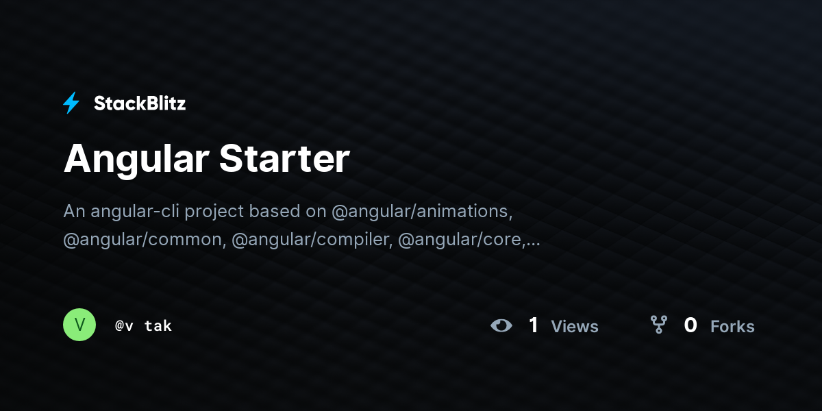 Angular Starter - StackBlitz