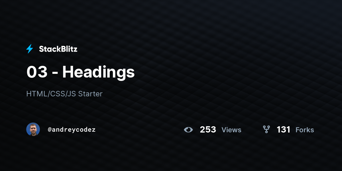 03 - Headings - StackBlitz