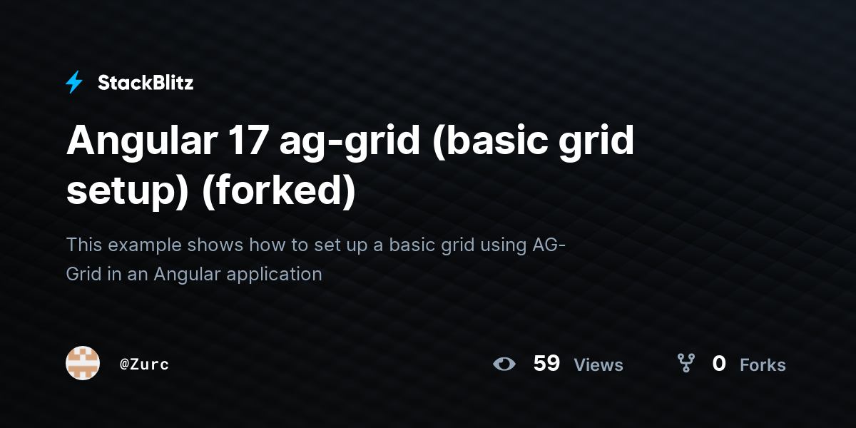 Angular 17 ag grid basic grid setup forked stackblitz
