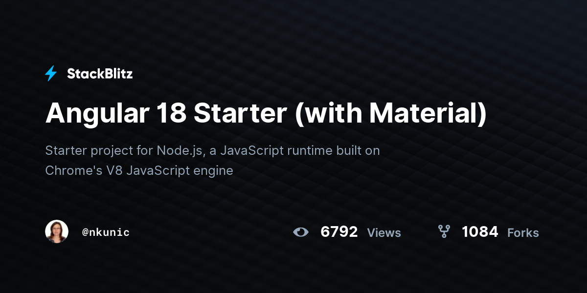 Angular 18 Starter (with Material) - StackBlitz