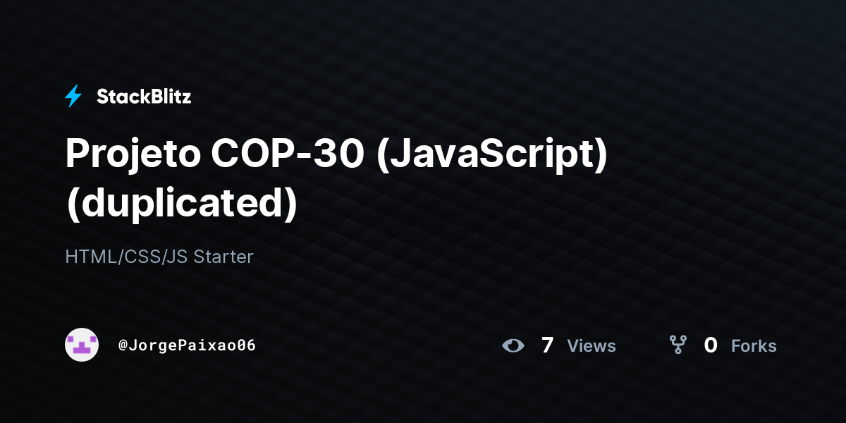 Projeto COP-30 (JavaScript) (duplicated) - StackBlitz