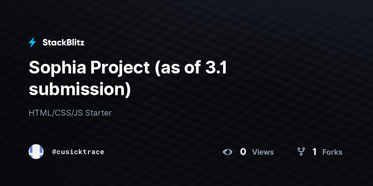 Sophia Project (as of 3.1 submission) - StackBlitz