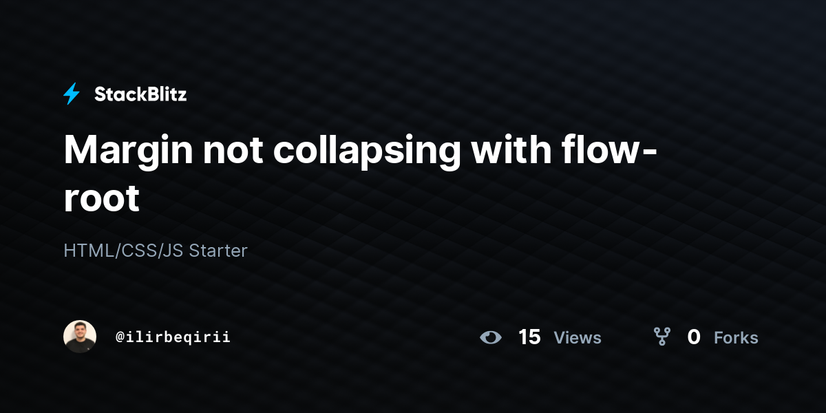 Margin not collapsing with flow-root - StackBlitz