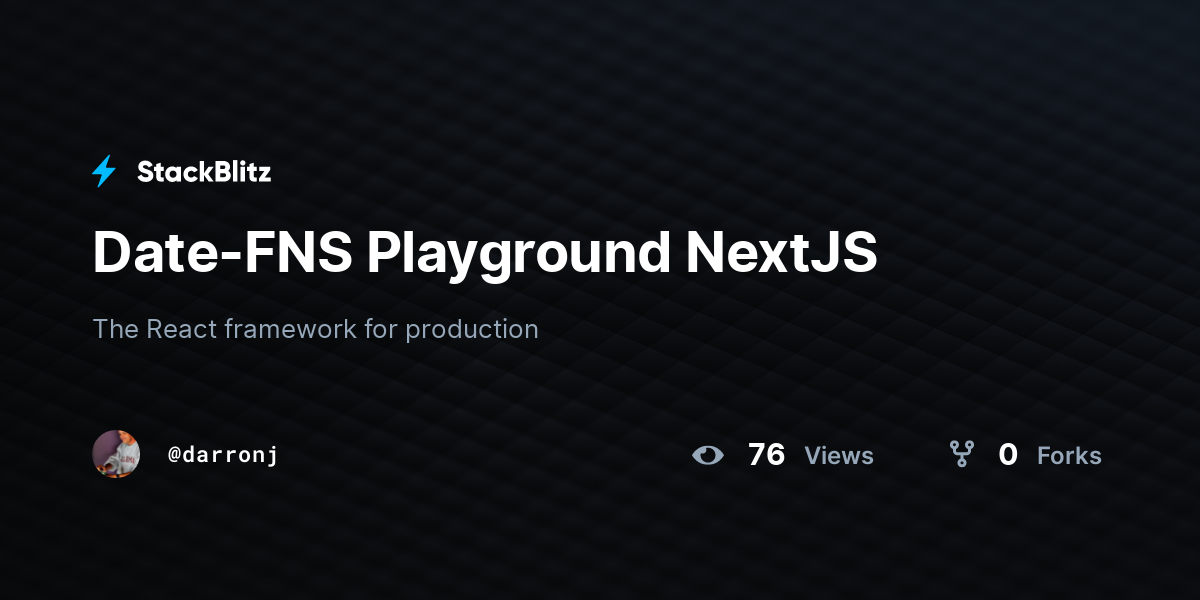 Date-FNS Playground NextJS - StackBlitz