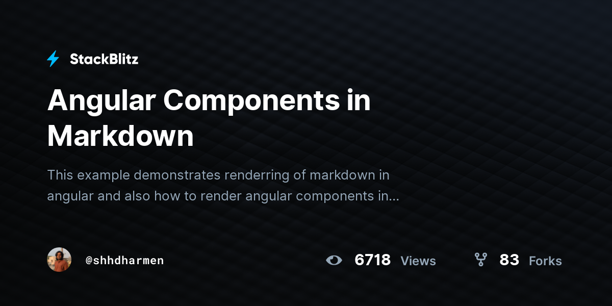 Angular Components in Markdown - StackBlitz
