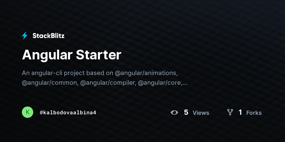 Angular Starter - StackBlitz