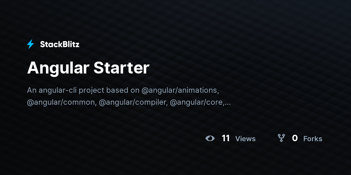 Angular Starter - StackBlitz