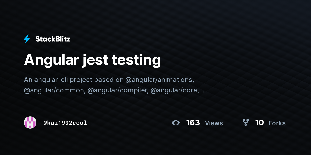 Angular jest testing - StackBlitz