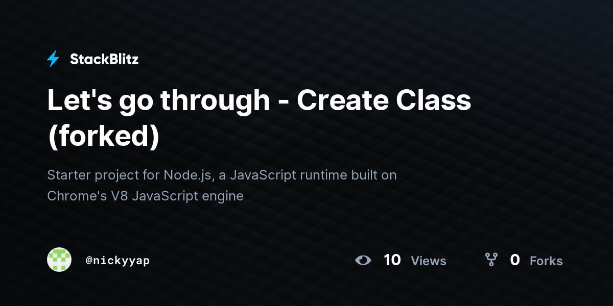Let's go through - Create Class (forked) - StackBlitz