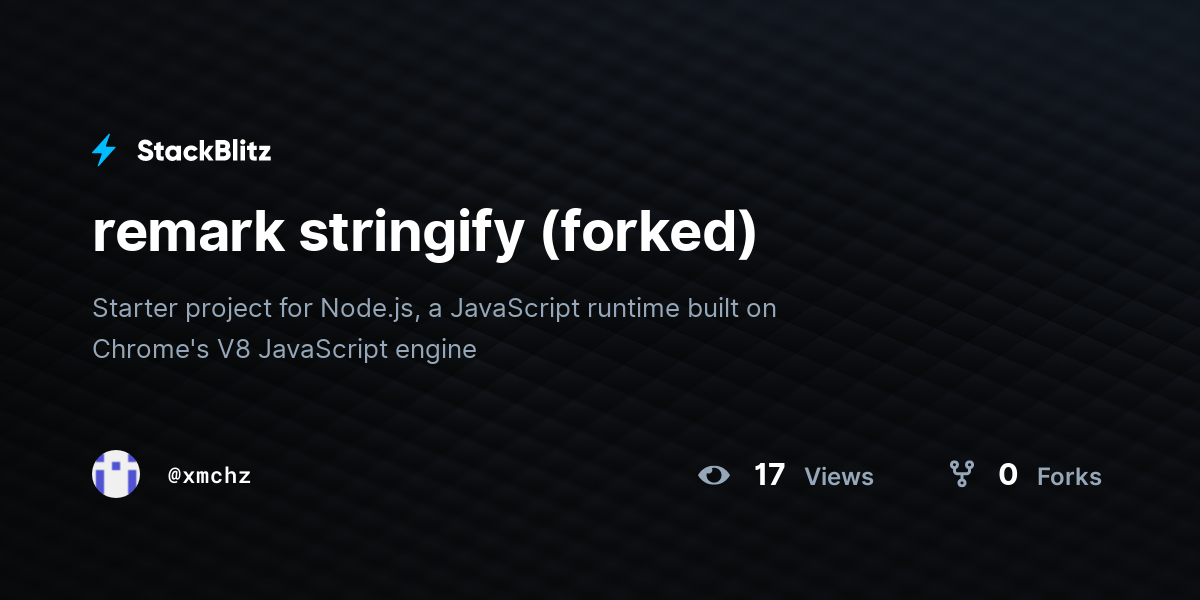 remark stringify (forked) - StackBlitz