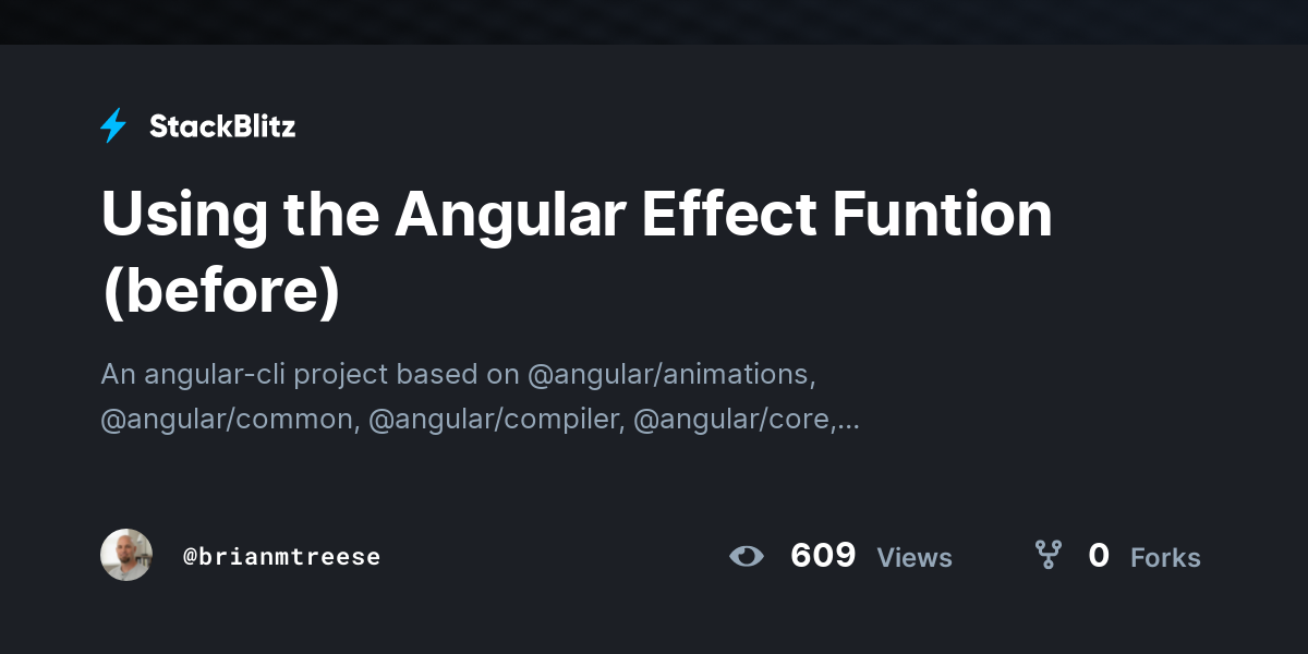 Using the Angular Effect Funtion (before) - StackBlitz