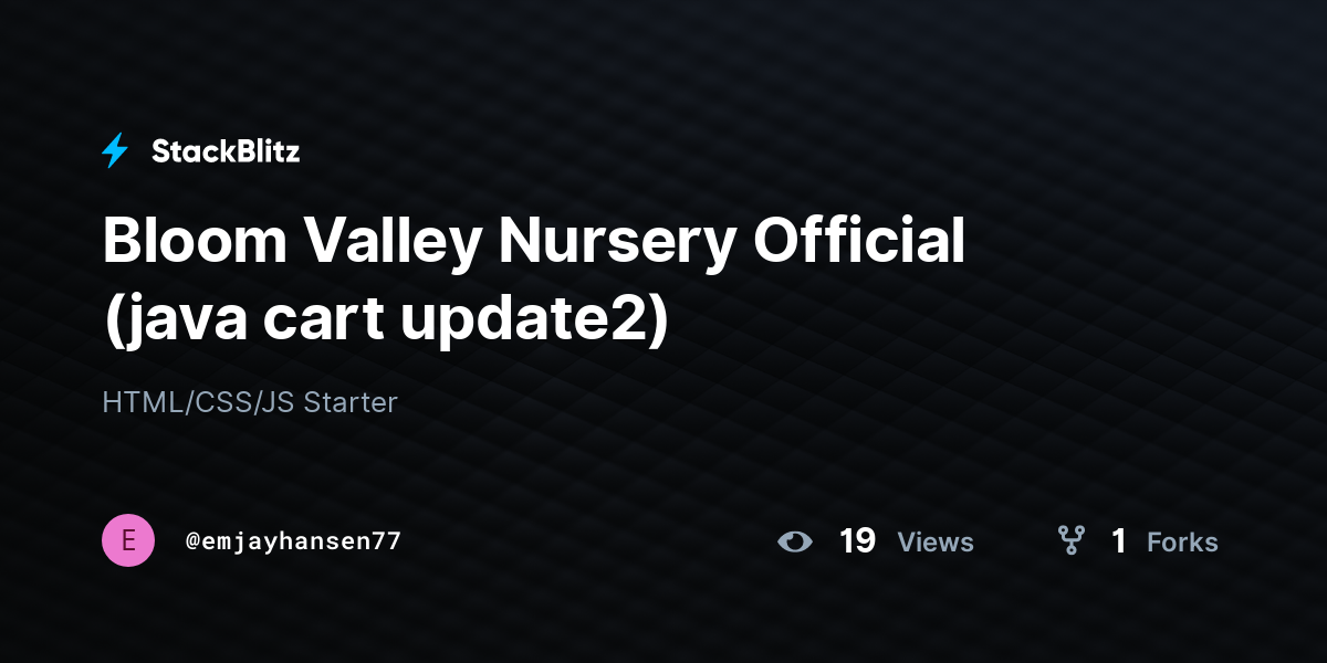 Bloom Valley Nursery Official (java cart update2) - StackBlitz