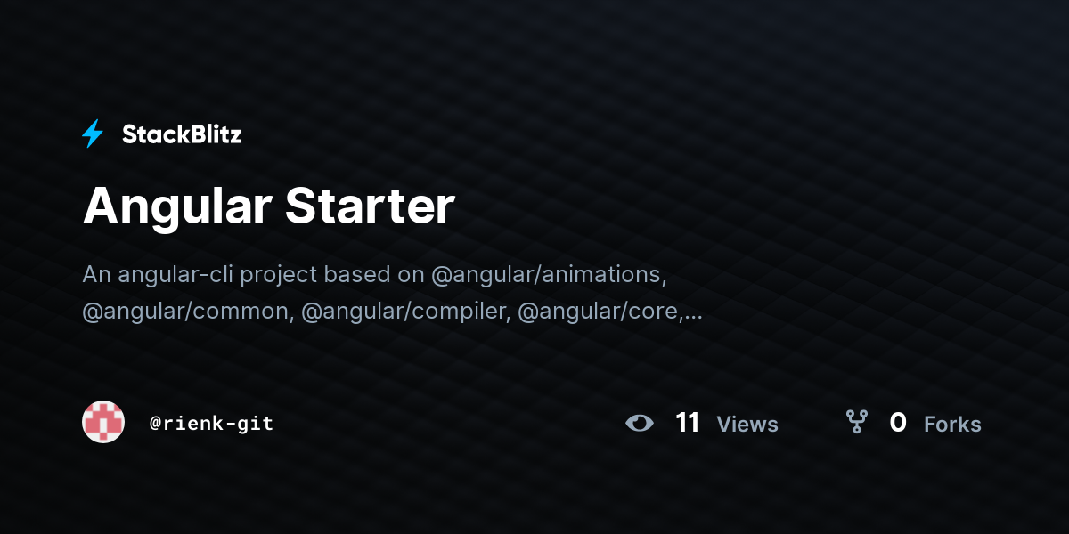 Angular Starter - StackBlitz