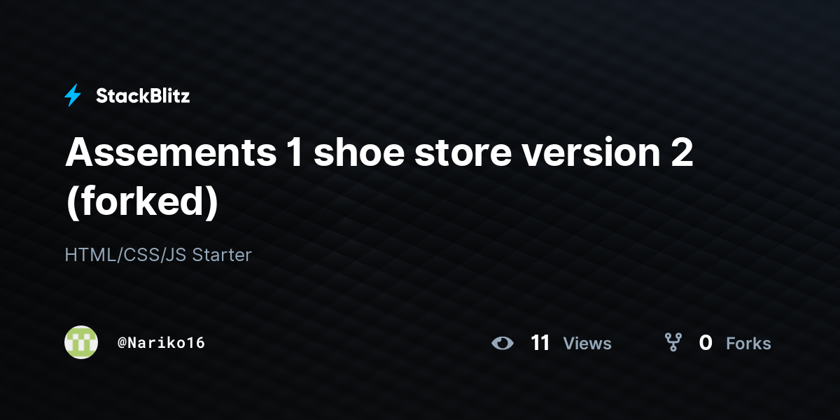 Assements 1 shoe store version 2 (forked) - StackBlitz