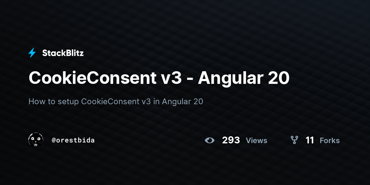 CookieConsent v3 - Angular 20 - StackBlitz