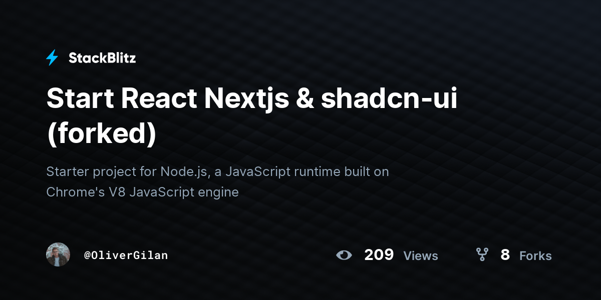 Start React Nextjs & shadcn-ui (forked) - StackBlitz