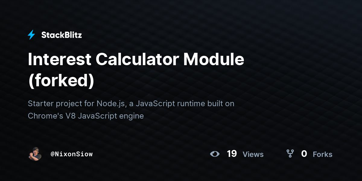 Interest Calculator Module (forked) - StackBlitz