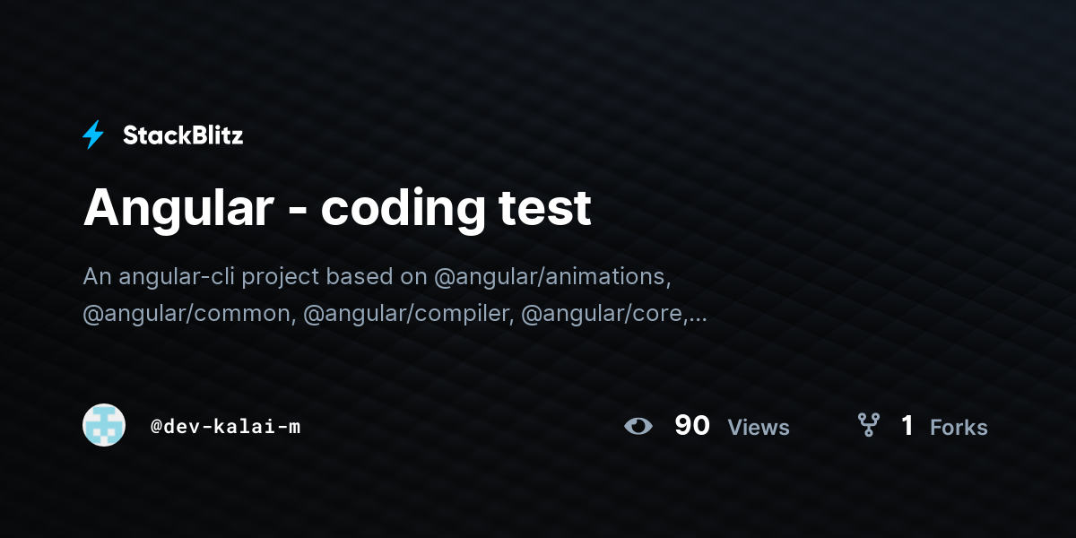 Angular - coding test - StackBlitz