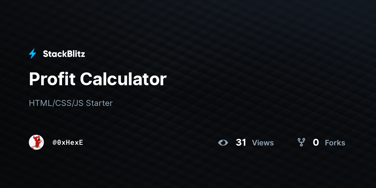 Profit Calculator - StackBlitz
