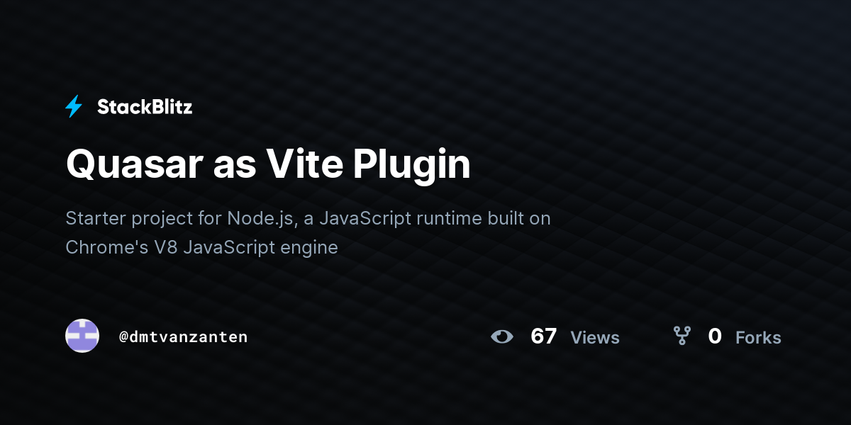 Quasar as Vite Plugin - StackBlitz