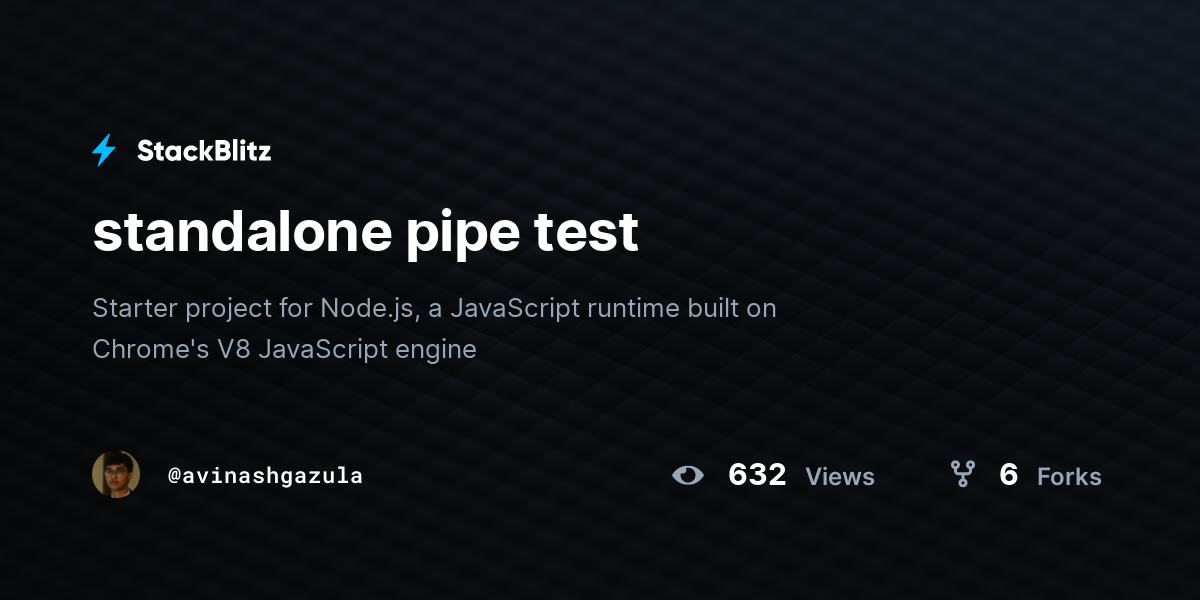 standalone pipe test - StackBlitz