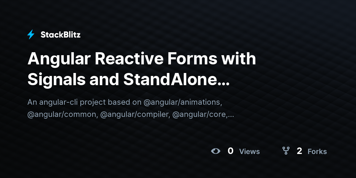Angular Reactive Forms with Signals and StandAlone (duplicated ...