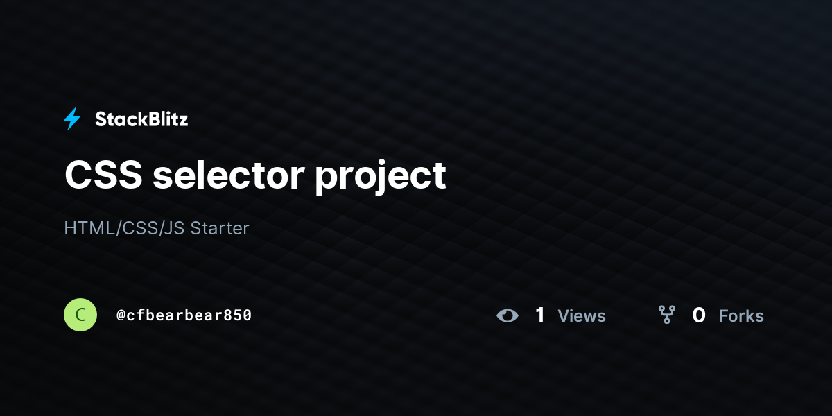 CSS selector project - StackBlitz