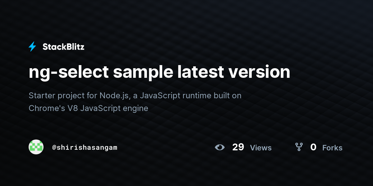 ng-select sample latest version - StackBlitz
