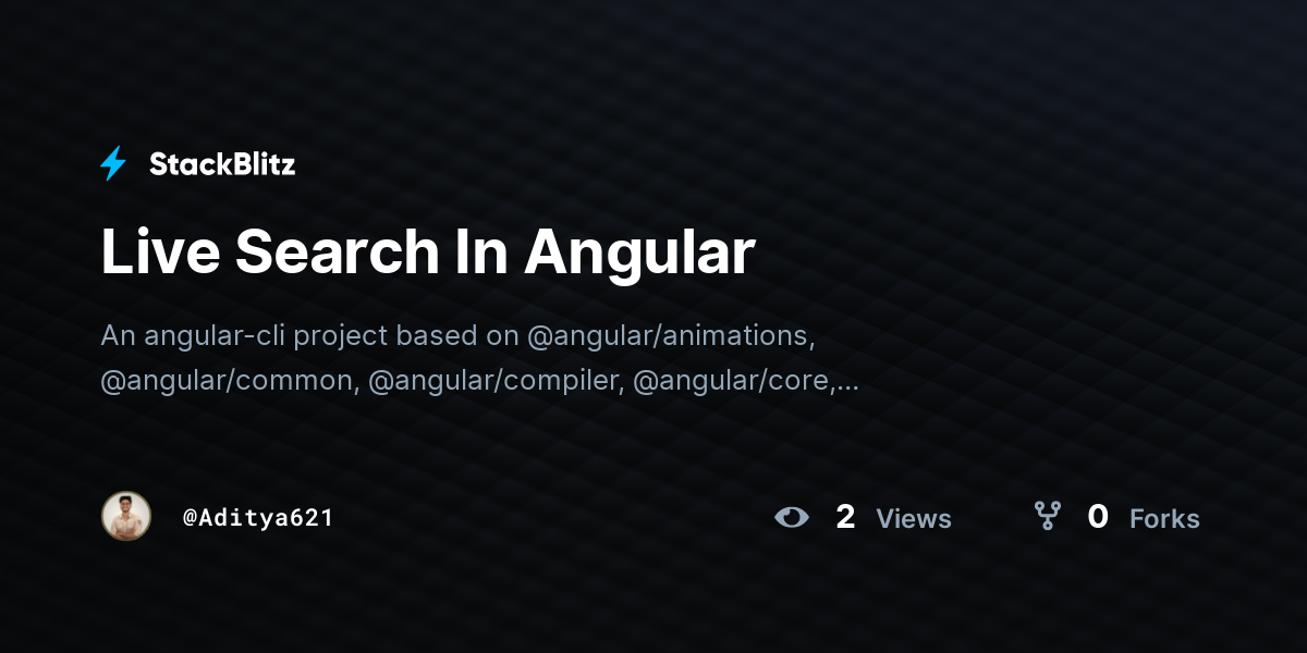 Live Search In Angular - StackBlitz