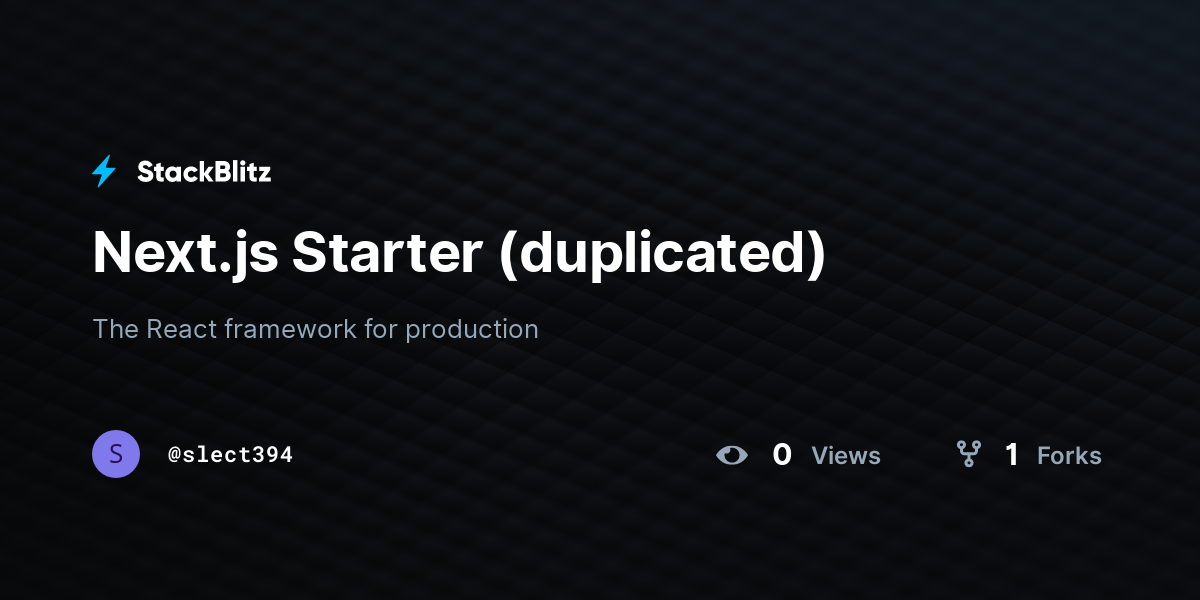Next.js Starter (duplicated) - StackBlitz
