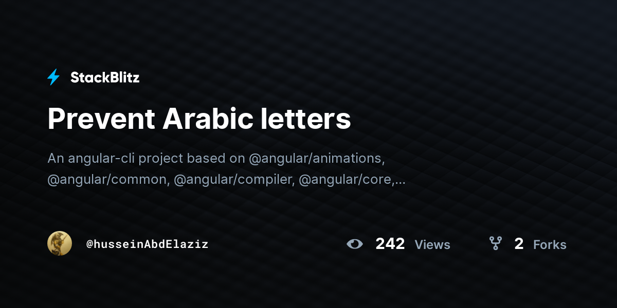 Prevent Arabic letters - StackBlitz