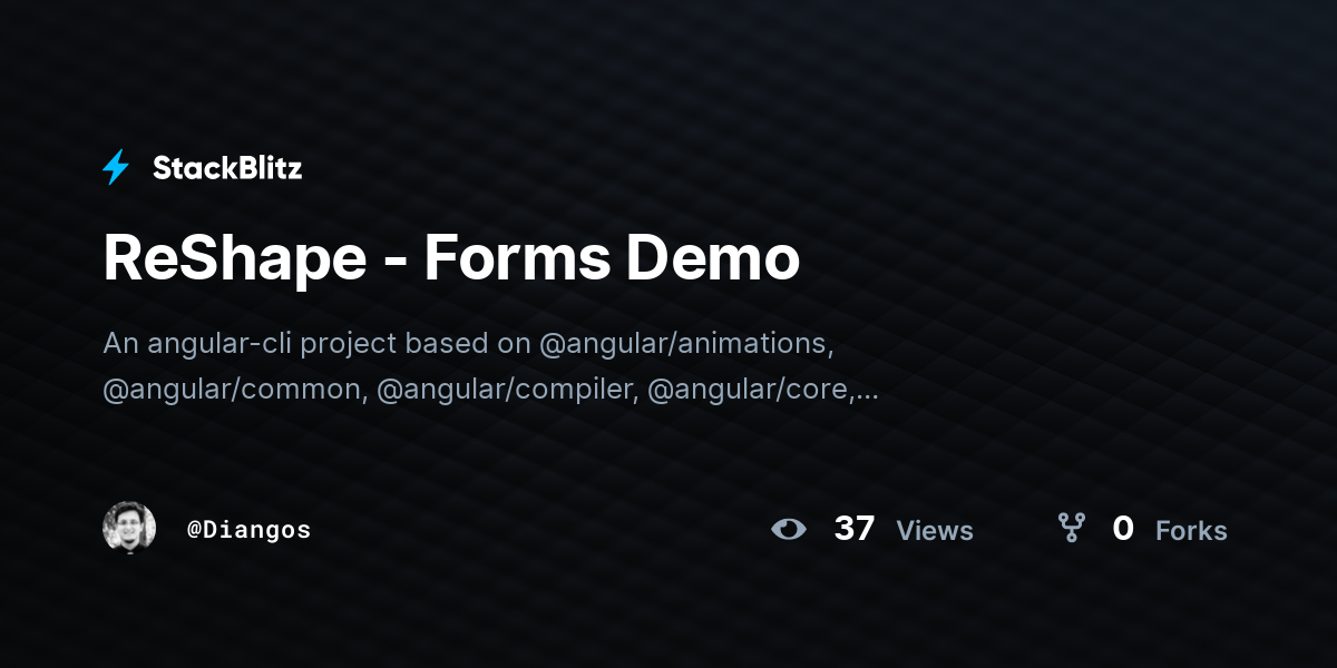 ReShape - Forms Demo - StackBlitz