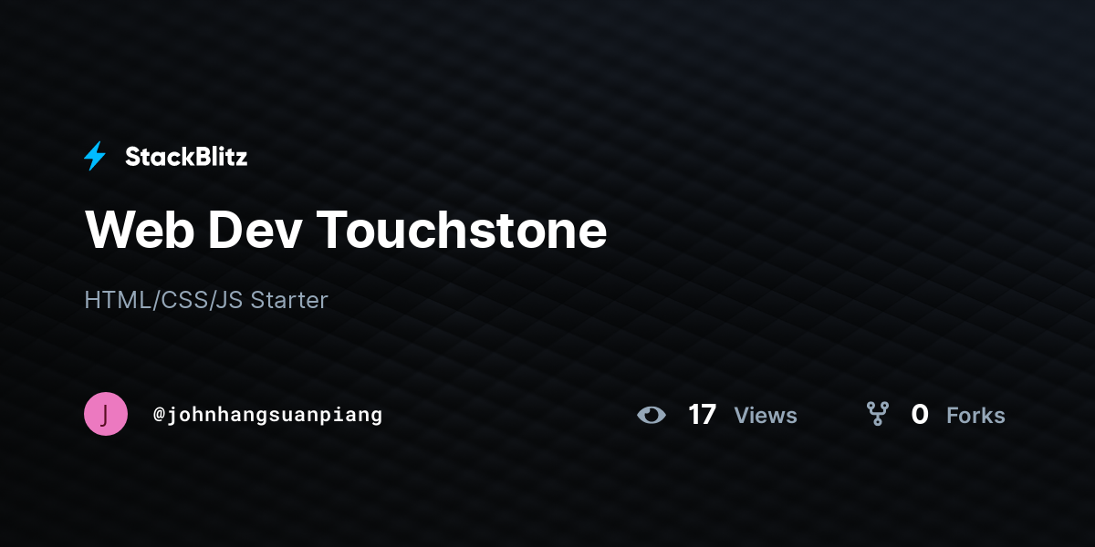 Web Dev Touchstone - StackBlitz