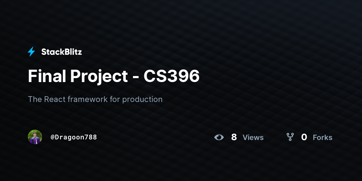 Final Project - CS396 - StackBlitz
