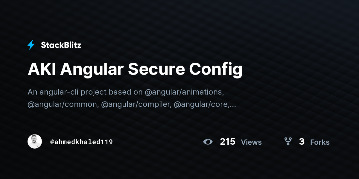 AKI Angular Secure Config - StackBlitz