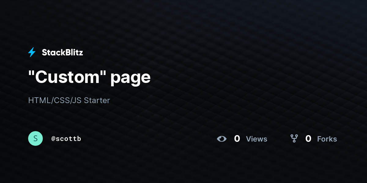 "Custom" page - StackBlitz