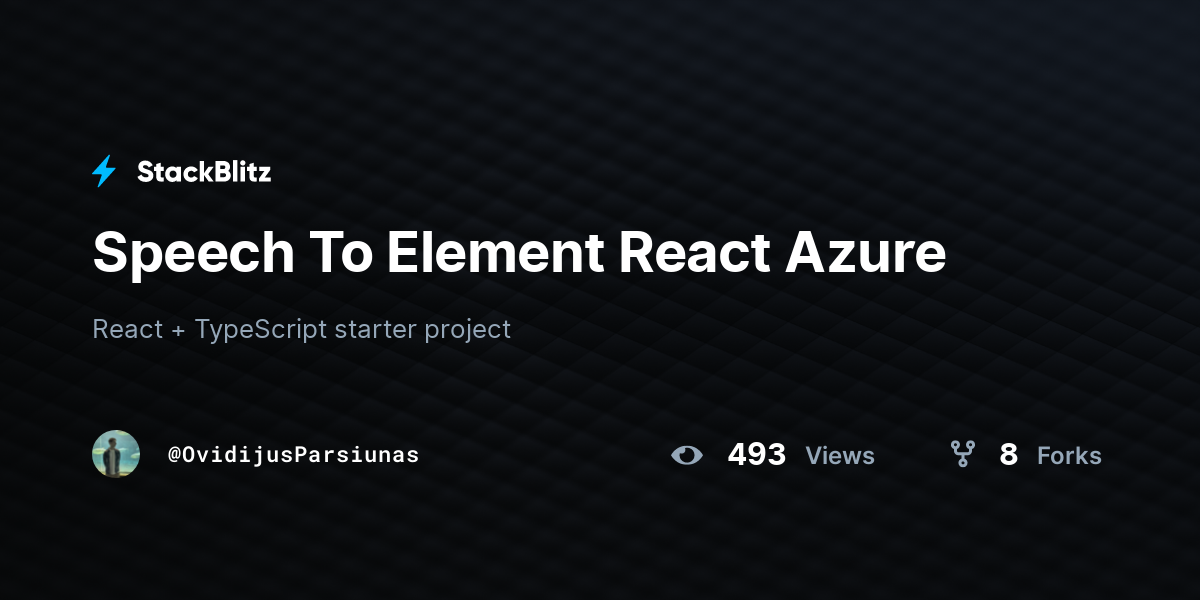 Speech To Element React Azure - StackBlitz
