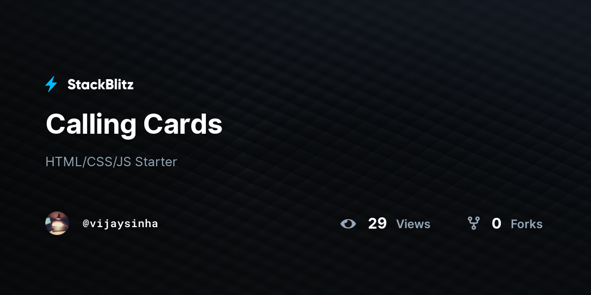 Calling Cards - StackBlitz